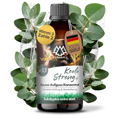 Abbildung von NORDHOLZ® Saunaaufguss [54 Sorten 15ml, 100ml, 250ml] Sauna Aufgussmittel für intensive &amp; erholsame Zubehör (#53 Koala Strong+, 250ml)