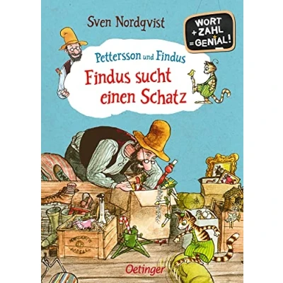 Abbildung von Pettersson und Findus. Findus sucht einen Schatz: Wort + Zahl = genial! Level 1