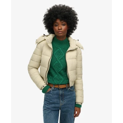 Abbildung von Superdry CROP Hooded FUJI Winterjacke, Damen, Größe: 44, Pelican beige