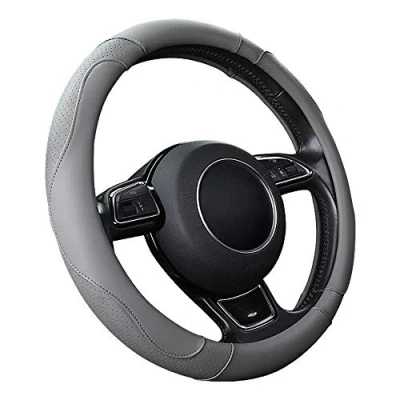 Abbildung von SFONIA Auto Lenkrad Abdeckung Lenkradschutz Lenkradhülle Mikrofaser Leder Universal 37 38cm/15 &quot;Rutschfest Atmungsaktiv Langlebig (Grau)