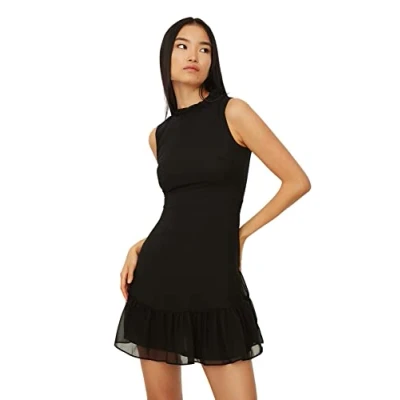 Abbildung von Trendyol Damen Mini A Linie Regular Fit Gewebtes Kleid, Schwarz, 40