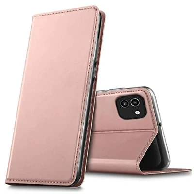 Abbildung von Verco Handyhülle für Samsung Galaxy A03, Premium Handy Flip Cover A03 Hülle [integr. Magnet] Book Case PU Leder Tasche, Rosegold