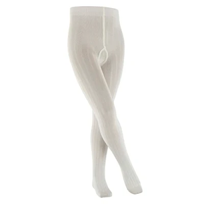 Abbildung von FALKE Unisex Kinder Strumpfhose Classic Rib K TI Baumwolle dick einfarbig 1 Stück, Weiß (Off White 2040), 80 92