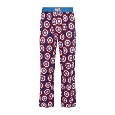 Abbildung von RE:COVERED X MARVEL Loungepants Captain America Herren Schlafanzug Hose Schutzschild Print Pyjama PCMARV502 Blau/Rot