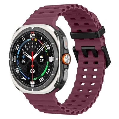 Abbildung von MoKo Sport Armband Kompatibel mit Samsung Galaxy Watch Ultra 47mm 2024 Herren Damen, Atmungsaktives Weiches Silikon Wasserdichtes Zubehör für Band, Weinrot