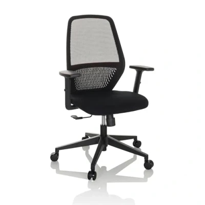 Abbildung von hjh OFFICE Schreibtischstuhl Carlow I Ergonomischer Drehstuhl mit Lordosenstütze, Stoff/Netzstoff Schwarz, 820029