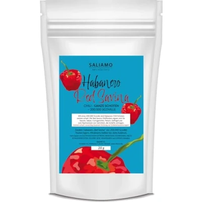 Abbildung von Saliamo 20g Habanero &quot;Red Savina&quot; Chili Schoten, Red Savina ganze Schoten mit Saat, extrem scharf, intensives Chiliaroma, Chilli schnell einsetzender Schärfe