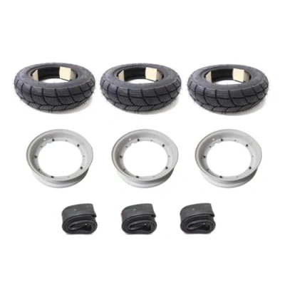 Abbildung von Reifen 100/90 10 M+S Komplettradsatz Weiß Felgen Schläuche passend für Piaggio Ape 50 TL1T, TL2T, TL3T, TL4T, TL5T, TL6T, ZAPC80, ZAPC81 K701, Felgen, Zoll