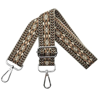 Abbildung von Verstellbarer Schultergurt für Taschen Damen Tragegurt, Taschengurte zum Wechseln, Taschengurt Breit 3.8cm mit Silber Karabiner, Schulterriemen Schultertasche Handtaschen, Schwarz Braun, N15