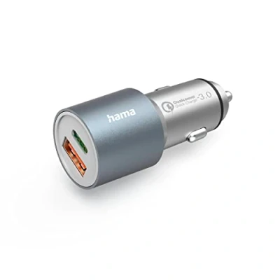 Abbildung von Hama Auto Schnellladegerät, 1x USB C PD, A QC, 38 W, Metall