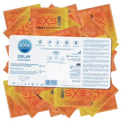 Abbildung von EXS Kondome Delay Endurance aktverlängernde Packung mit, 144 St., gegen vorzeitigen Samenerguss, für mehr Ausdauer und Standfestigkeit