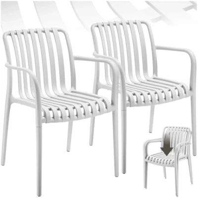 Abbildung von tectake Gartenstuhl Gartenstühle (2er Set, 2 St), wetterfest und UV beständig
