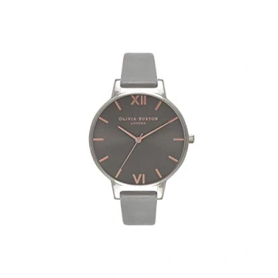 Abbildung von Olivia Burton Analog Quarzuhr für Damen mit Dunkel Graues Lederarmband OB16BD90
