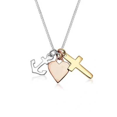 Abbildung von Elli Anchor Heart Cross Halskette multicoloured, Damen, Größe: 45, Multi coloured
