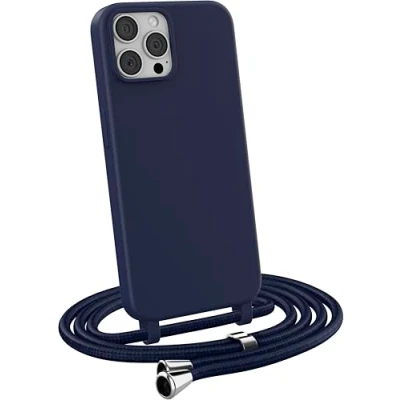 Abbildung von MyGadget Handykette für iPhone 12 Pro [ Hülle mit verstellbaren Band ] TPU Handyhülle Handyband zum Umhängen Kordel Schnur Case Schutzhülle Dunkel Blau