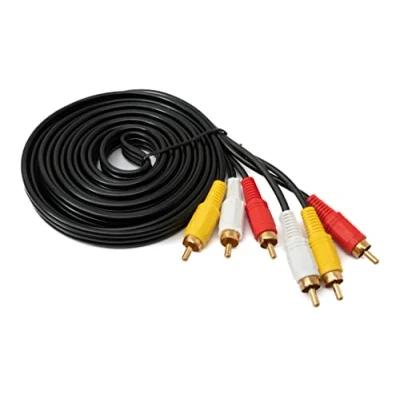 Abbildung von System S Cinch 3 RCA Kabel m Stecker zu Stereo &amp; Composite AV Adapter Schwarz