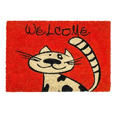 Abbildung von Carpido Fußmatte Kokos Katze Türmatte 40x60 cm antibakterielle Eingangsmatte Kokosmatte mit Vinylrücken natürliches Material 100%