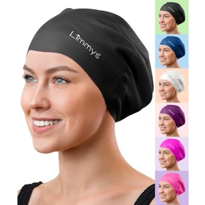 Abbildung von Limmys Badekappe für Erwachsene 100% Silikon Badekappen Männer und Frauen Premium Qualität, Dehnbare Bequeme erhältlich in verschiedenen attraktiven Farben