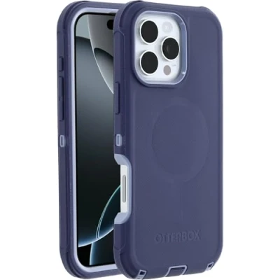 Abbildung von OtterBox Defender Series MagSafe Hülle für iPhone 16 Pro Max, stoßfest, sturzsicher, extrem robust, Schutzhülle, 7X getestet nach Militärstandard, Lila