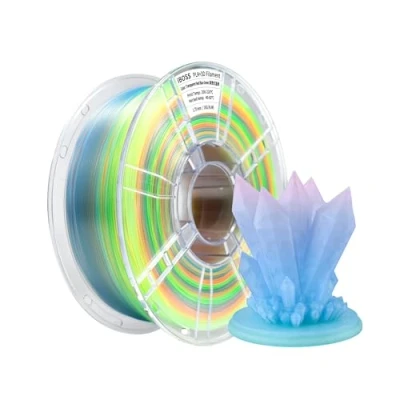 Abbildung von iBOSS Gradient PLA Plus 3D Drucker Filament 1,75 +/ 0,02 mm, 1 kg Spule (2,2lbs) Transparentes Dreifarbiges Pro Filament, Passend für die meisten FDM (Transparent Rot Blau Grün)