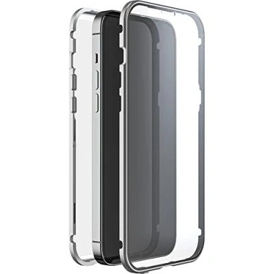 Abbildung von Black Rock Hülle 360 Grad Glass Case Passend für Apple iPhone 14 Pro Max I Handyhülle, Magnet Verschluss (Transparent mit silbernem Rahmen)