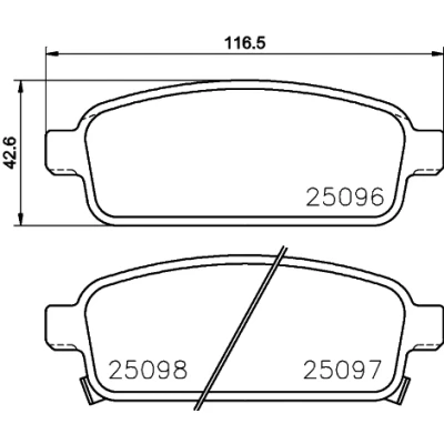 Abbildung von HELLA 8DB 355 015 221 Bremsbelagsatz mit akustischer Verschleißwarnung Zubehör OPEL: Astra J Sports Tourer, Mokka / X, Zafira C Tourer