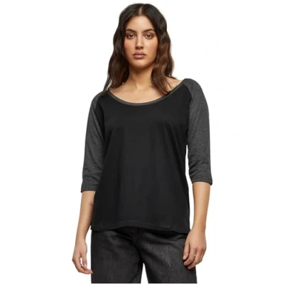 Abbildung von Urban Classics Ladies 3/4 Contrast Raglan TEE Tshirt print, Damen, Größe: 5XL, Black/dark grey