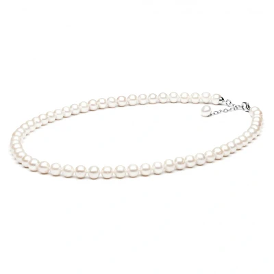 Abbildung von Gaura Pearls Perlenkette Elegant klassisch weiß rund 7.5 8 mm 50 cm echte Süßwasserzuchtperlen