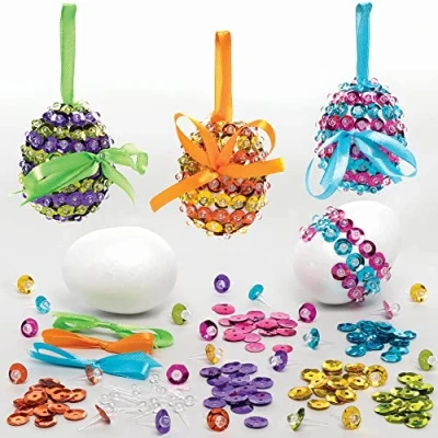 Abbildung von Baker Ross Dekorationssets für Ostereier mit Pailletten 3er Pack, Osterbasteleien Kinder (FC498)