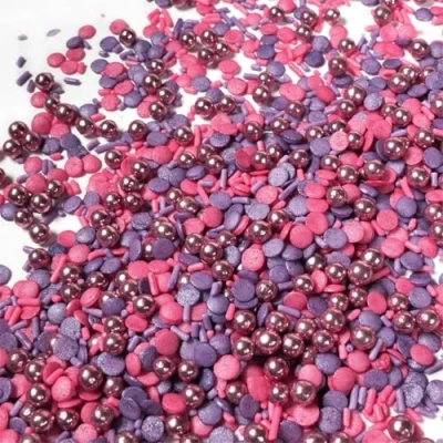 Abbildung von Streuselheld Glitzer Blitzer Pink 40g Streusel zum Dekorieren und Verzieren von Gebäck aller Art wie Torten Kuchen Keksen Zuckerstreusel