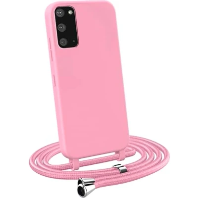 Abbildung von MyGadget Handykette für Samsung Galaxy S20 [ Hülle mit verstellbaren Band ] TPU Handyhülle Handyband zum Umhängen Kordel Schnur Case Schutzhülle Rosa
