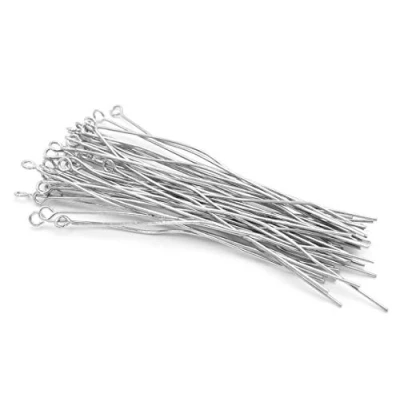 Abbildung von Vintageparts DIY 40 Ösenstifte 70 mm in Platinfarben zum Schmuck selber Machen