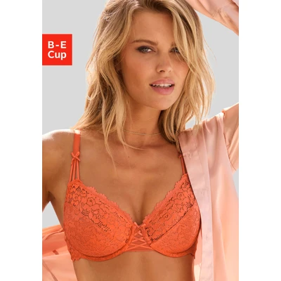Abbildung von Vivance Bügel BH aus floraler Spitze mit feiner Schnürung Satin Bändern, Dessous