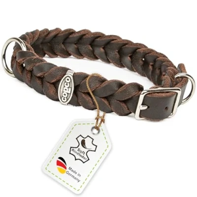 Abbildung von CopcoPet Hunde Halsband Hundehalsband Fettleder geflochten mit Dornschließe, Robust, nachhaltig, Naturprodukt