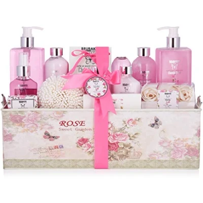 Abbildung von BRUBAKER Körperpflege Set Bade und Dusch Set, 17 tlg., Geschenkset in Vintage Geschenkbox, Rosen Duft
