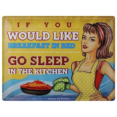 Abbildung von Dodino 30x40cm blechschilder, BREAKFAST, funny Vintage pin up nostalgisches Retro Design