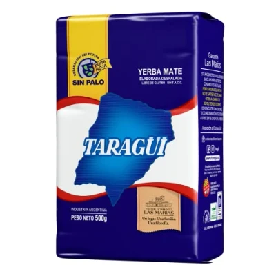 Abbildung von Taragui Mate Tee SIN PALO, Argentinischer ohne Staub, Fleischige Blätter Stöcke oder Zweige, Anregend und energetisierend, Perfekter Ersatz für Kaffee Energy Drinks, 500 g