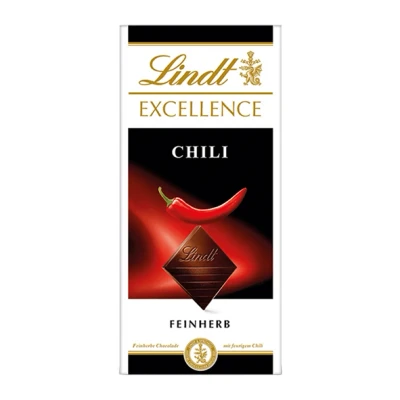 Abbildung von Lindt EXCELLENCE Chili Feinherbe Schokolade 100 g Tafel mit Extrakt Intensiver Kakao Geschmack Dunkle