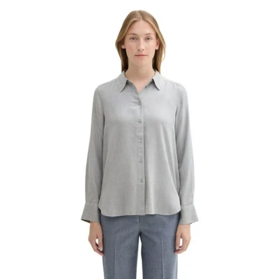 Abbildung von TOM Tailor Hemdbluse, Damen, Größe: 40, Medium silver grey melange