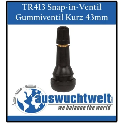 Abbildung von TR413 Ventil Gummi Ventile Reifenventil Kurz Snap in 100 Stück Schlauchlos PKW 42mm