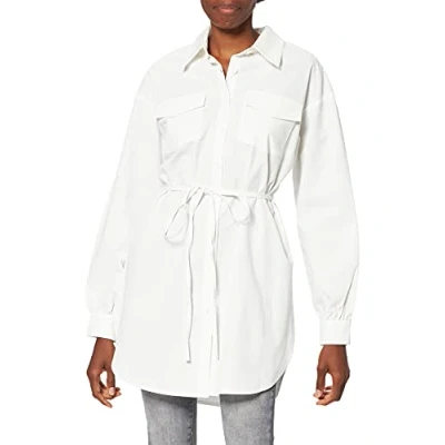 Abbildung von NA KD Damen Oversized Belted Shirt Hemd, beige, 46 EU