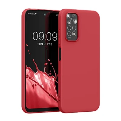 Abbildung von kwmobile Hülle kompatibel mit Xiaomi Redmi Note 11 / 11S weiches TPU Silikon Case Cover geeignet für kabelloses Laden Rot