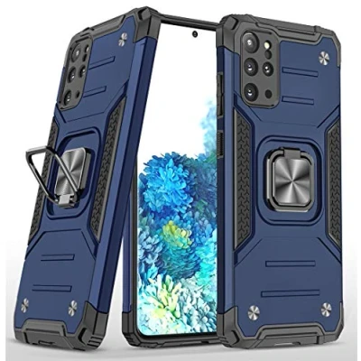 Abbildung von KANSi Hülle kompatibel für Samsung Galaxy S20+ / S20 Plus, Silikon TPU Hart PC Handy Hüllen 360 Grad Drehbar Ringhalter Bumper Stoßdämpfung Schutzhülle Blau