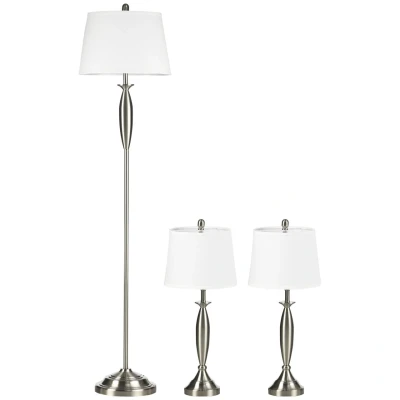Abbildung von HOMCOM Stehlampe 1 Stehleuchte, 2 Tischleuchten, Ein ,Ausschalter, Ohne Leuchtmittel, 3er Set