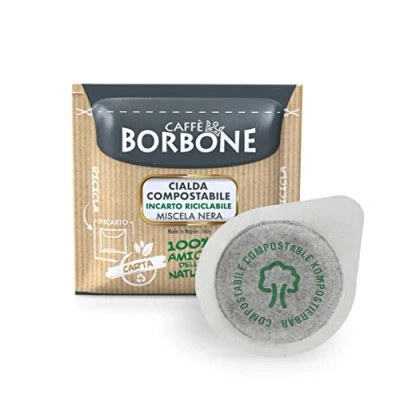 Abbildung von Caffè Borbone Kompostierbare Kaffeepads, Schwarze Kaffeemischung 100 Pads Kompatibel mit ESE System Papier 44 mm