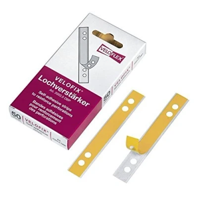Abbildung von Veloflex 2003000 VELOFIX® Lochverstärker (DBP), 105 x 15 mm, Lochung 60 + 80 selbstklebend (400 Stück)