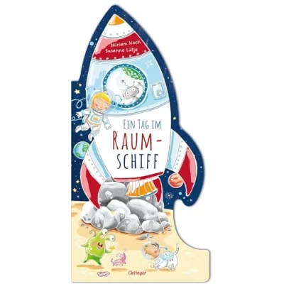Abbildung von Ein Tag im Raumschiff: Großformatiges Pappbilderbuch in Raumschiff Form mit einem lustigen Abenteuer Weltall für Kinder ab 2 Jahren (Das riesengroße Wimmelbuch)