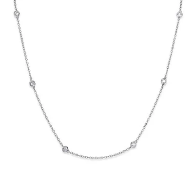 Abbildung von Materia Collierkettchen Damen Collier 925 Silber CO 29 Silber, mit eingefassten Zirkonia Steinen