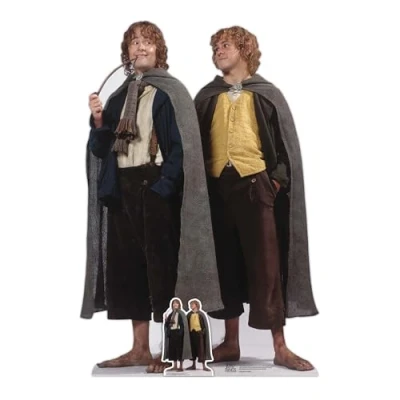 Abbildung von Star Cutouts SC4202 Frohe und Pippin Doppelter Herr der Ringe Pappaufsteller in Lebensgröße mit Mini
