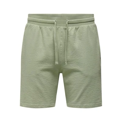 Abbildung von ONLY &amp; SONS Herren Onskian Life Reg Seersucker Shorts Noos, Seagrass, XL